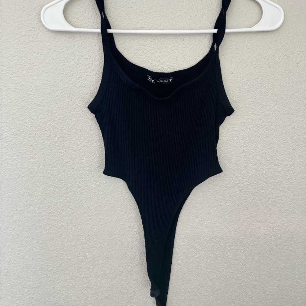 ZARA Thong Bodysuit Black Size Small